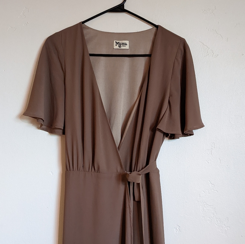 Show Me Your MuMu Sofia Wrap Dress Medium Tan